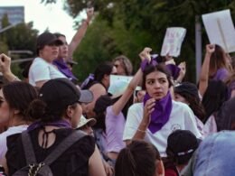 Women gathered on Chapultepec avenue to march against gender violence and for women's rights