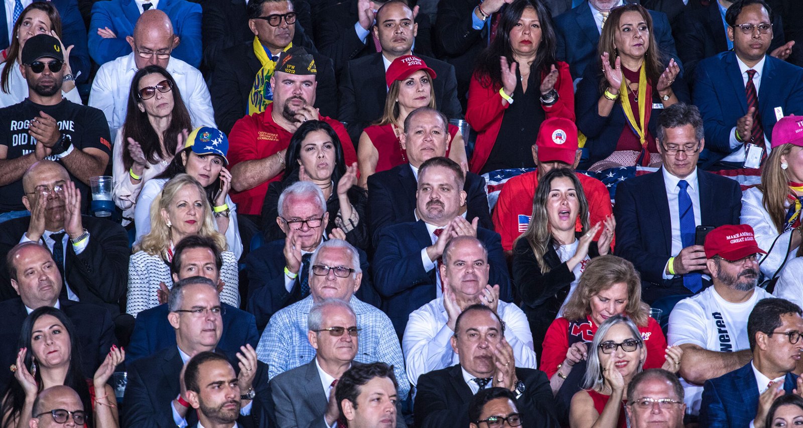 Venezuelan opposition rally-goers at the Ocean Bank Convention Center